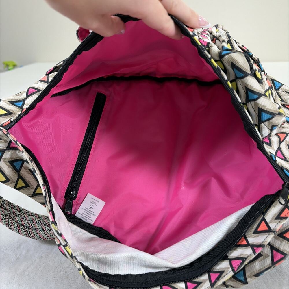 KAVU Rope Sling Bag Backpack Multicolor Geometric Triangle Outdoor Hiking Travel - Picture 5 of 12